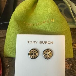 Tory Burch earrings black with Gold Logo and dust bag